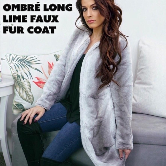 ValMarie Jackets & Blazers - Ombré long lime faux fur coat *ONLY 1 LEFT